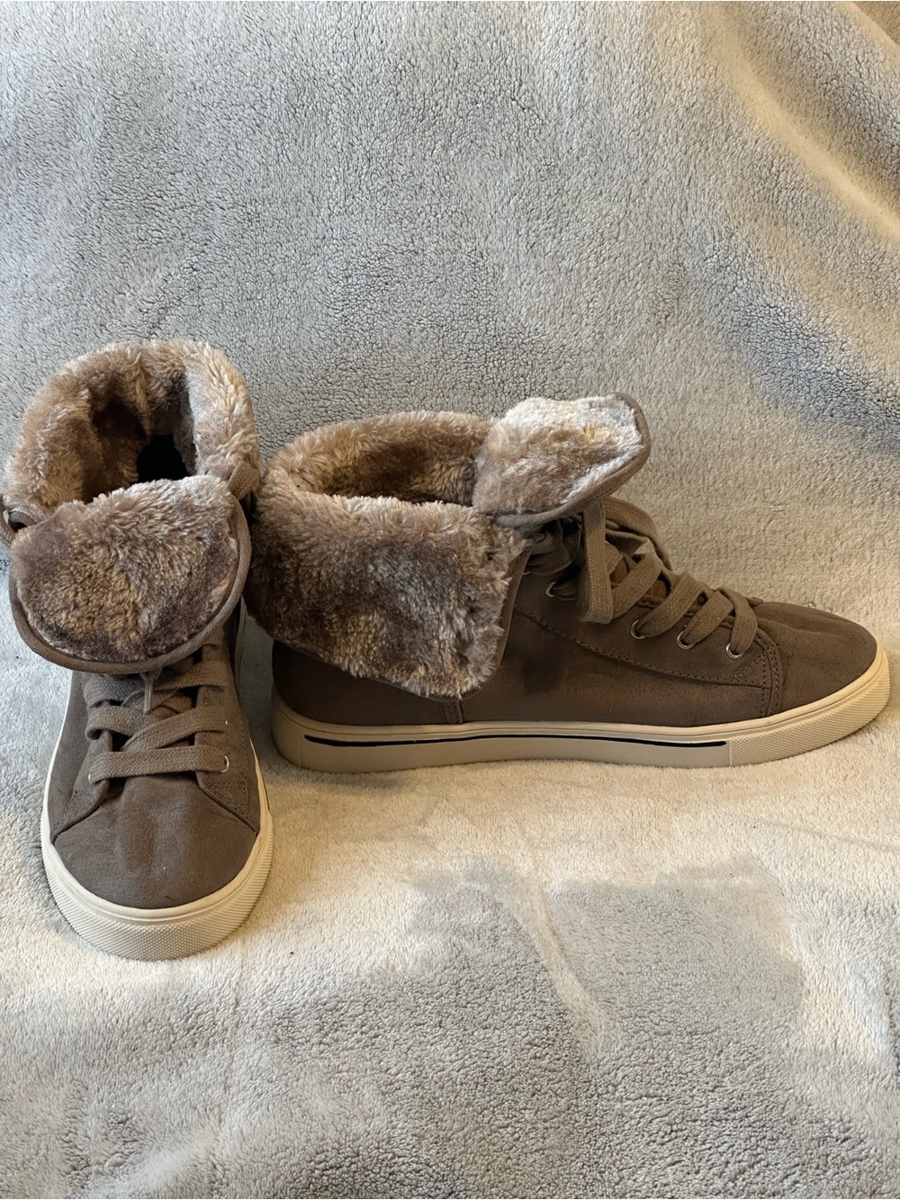 Mossimo Supply Co. Taupe Faux-Fur High-Top Sneakers